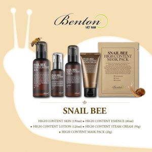 Bộ sản phẩm dưỡng da trị mụn Benton Snail Bee High Content (Toner, Essence, Lotion, Cream, Masks) 2
