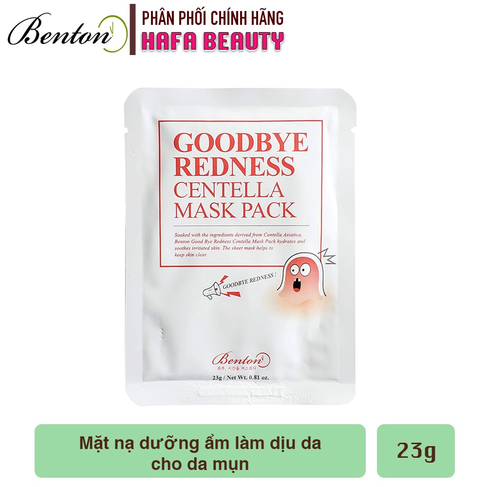 Mặt nạ dưỡng da trị mụn từ rau má Benton Goodbye Redness Centella Mask Pack