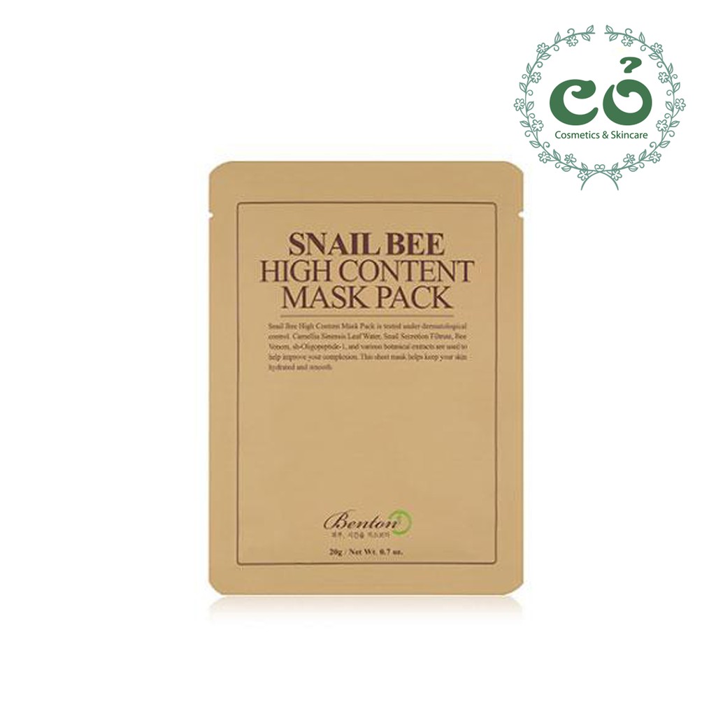 Mặt nạ dưỡng da trị mụn Benton Snail Bee High Content Mask Pack 20g
